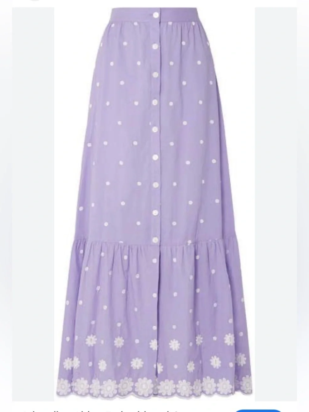 Miguelina Aiden  Button Down Embroidered Cotton-voile Maxi Skirt Lilac Size XS - Picture 3 of 10
